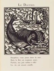 Delfinen, illustrasjon fra «Bestiarium» eller «Orfeus#39; prosesjon»