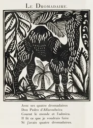 Dromedaren, illustrasjon fra «Orfeus#39; bestiarium eller prosesjon»