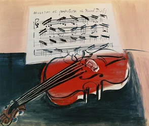 Den røde fiolinen, ca. 1948 (olje på lerret)