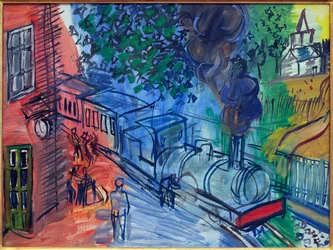 Tog til stasjonen. Maleri av Raoul Dufy (1877–1953), olje på lerret. Fransk kunst, 1900-tallet. Musée La Piscine, Roubaix.