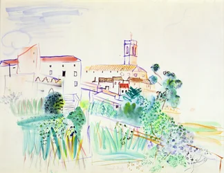 Landsby i Provence (akvarell på papir)