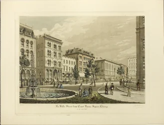 La Salle Street fra Court House Square, Chicago, i år 1865