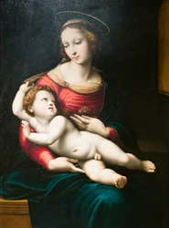 Jomfru med barn, etter Raphael (olje på panel)
