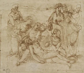 The Lamentation (penn og brunt blekk på hvitt papir)