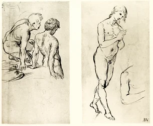 Studer på en bedende figur