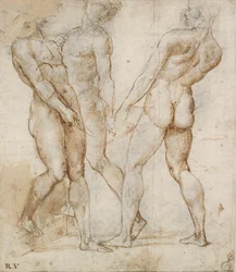 Tre nakenbærere Study for the Entombment, tidlig på 1500-tallet