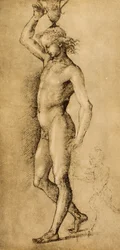 Bacchus kjent som Idolino, tegning av Raphael. Cabinet of Drawings and Prints, Uffizi Gallery, Firenze