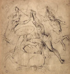 Herkules dreper kentauren; tegning av Raphael. Cabinet of Drawings and Prints, Uffizi Gallery, Firenze