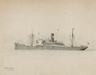 Last på Gironde-elvemunningen (kull og pastell)