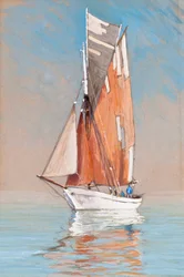 Gabare ved Gironde-elvemunningen (gouache på papir)