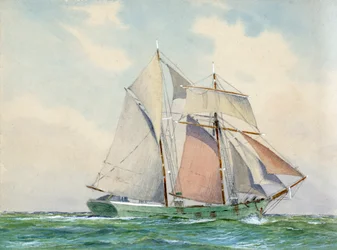 Skonnert (gouache på papir)