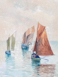 Gondoler ved Gironde-elvemunningen (akvarell)