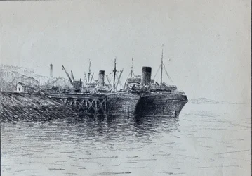 To båter ved kaia (kull)