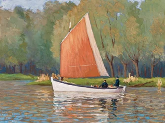 To fiskere på en jolle, Gironde-elvemunning (gouache på papir)