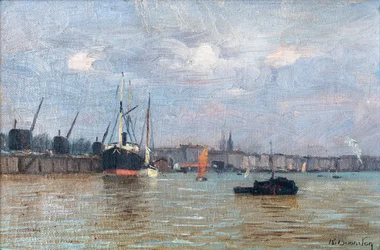Utsikt over havnen i Bordeaux (olje på lerret)
