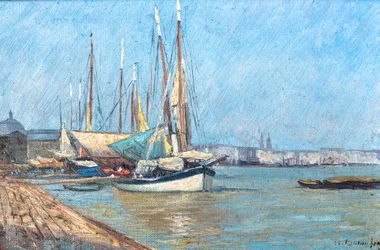 Utsikt over havnen i Bordeaux (olje på lerret)