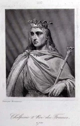 Chilperic II (ca. 675-721) konge av Neustria (gravering)