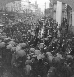 Britiske tropper paraderer på Adderley Street, Cape Town, Sør-Afrika, første verdenskrig, c1914-c1918