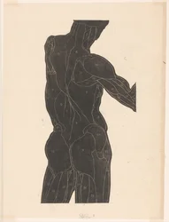 Anatomische studie van de rug- en bilspieren van een man in silhouet   1379097   no       norwegian Successfully Translated  Original: Frontispiece for an edition of Les Ballades by Theodore de Banville Translat: Frontispiece for an edition of Les Ballades