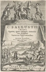 En keiser og rettferdighet på triumfvogn Tittelside for: A. Thysius jr., Opera, quæ extant, omnia, 1659
