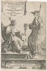 Pidestall med en keiser på setet Tittelside for: J. Schild, [Opera], 1656