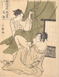 En Yoshiwara-analog av historien om Koko Huang Xiang, en av de tjuefire paragonene..., ca. 1791.