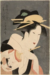 Beauties of the Pleasure Quarters (Seiro bijin awase): vertinnen til Izumiya Teahouse