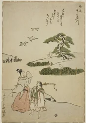 Jewel River of Plovers i Mutsu-provinsen (Mutsu Chidori no Tamagawa), fra en serie uten tittel med Six Jewel Rivers