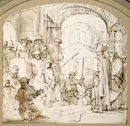 Christ Mocked (penn og blekk med vask på papir)