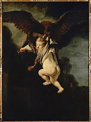 Ganymedes i ørnens klør (olje på lerret)