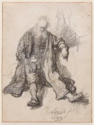Old Man Seated (The Drunken Lot), ca. 1630-33 (penn, kritt og blekk på papir)