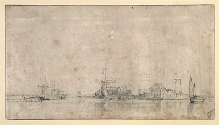 The Amstel at the Omval, ca. 1650-53 (penn og blekk med vask på papir)