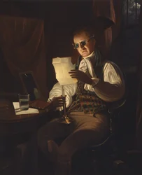 Mann som leser ved stearinlys, 1805-08