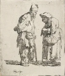 Tiggermann og tiggerkvinne i samtale, 1630