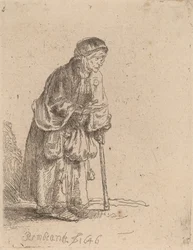 Tiggerkvinne lener seg på en pinne, 1646.