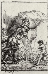 David og Goliat. Illustrasjon for Piedra gloriosa av Menasseh ben Israel