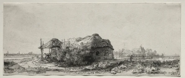 Landskap med hytte og høylåve: Avlang, 1641.