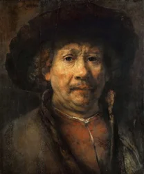 Lite selvportrett - Lite selvportrett, av Rembrandt van Rhijn (1606-1669). Olje på tre, ca 1657. Størrelse: 48x40,6cm. Kunsthistorisk museum, Wien