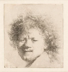 Rembrandt med langt, buskete hår: kun hodet