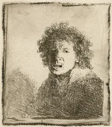 Selvportrett med åpen munn, som om han ropte: byste, 1630.