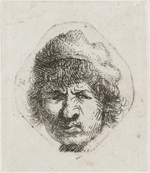 Selvportrett skulende, ca 1631.