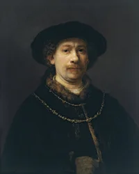 Selvportrett med beret og to gullkjeder, ca 1642