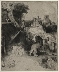 St. Jerome leser i et italiensk landskap, ca. 1653.