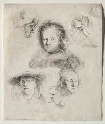 Studier av lederen av Saskia og andre, 1636.