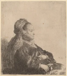 Kunstnerens mor sitter, i en orientalsk hodeplagg