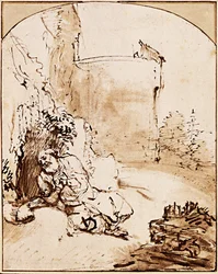 Profeten Jona foran murene i Nineve, ca 1651