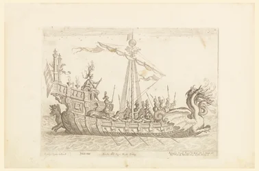 Hercole barca del Sig. Nicolo Cimenes, fra Vessels of the Argonauts for bryllupsfeiringen til Cosimo de' Medici i 1608, plate 19