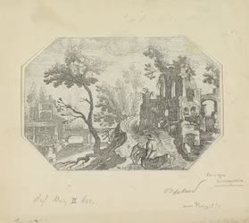 Landskap med ruin