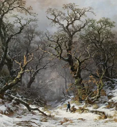 Jegere i skogen om vinteren