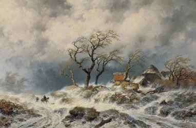 Nederlandsk vinterlandskap (snødriv)